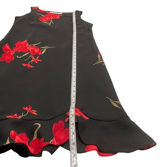 Vintage Jessica Howard Floral Ruffle Slip Mini Dress Black Red 8 Petite Romantic - Picture 7 of 8